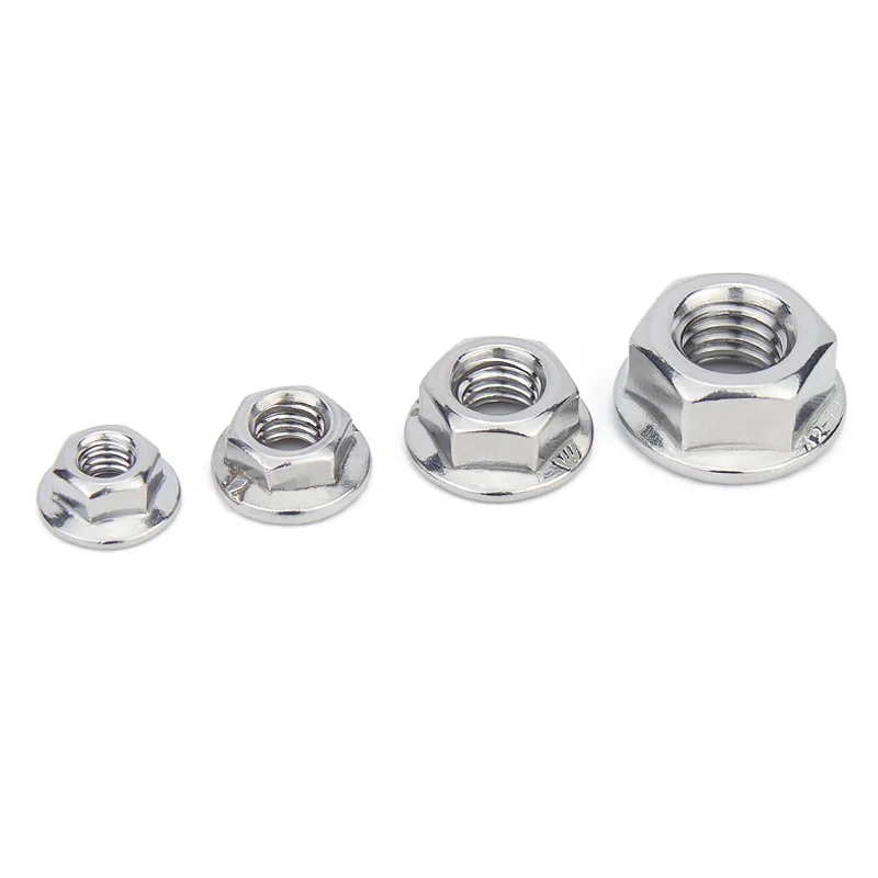 2/25X M3 M4 M5 M6 M8 M10 M12 High Quality Stainless Steel Hexagon Hex Head Serrated Spinlock Flange Nut Locknut Lock Nut DIN6923 image 4