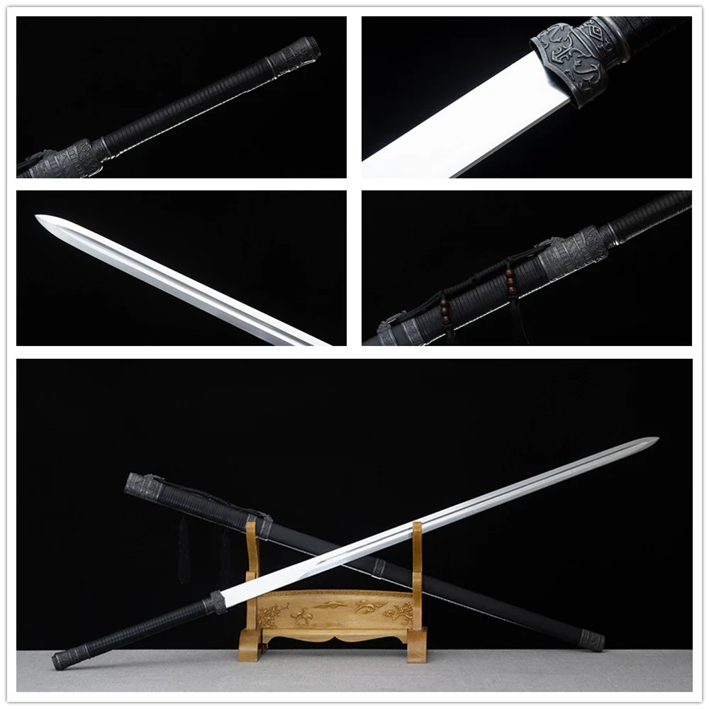 Nice Tradition Battle 139cm Forging Handmade Martial Art Sword High Manganese Steel Blade Full Tang Leather Wrap Hardwood Sheat