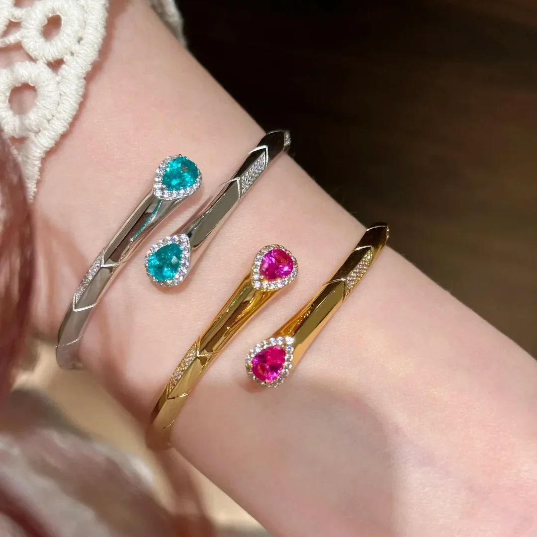 S925 Sterling Silver Bracelet Gold Vintage Bracelet Spring Opening Bracelet Female