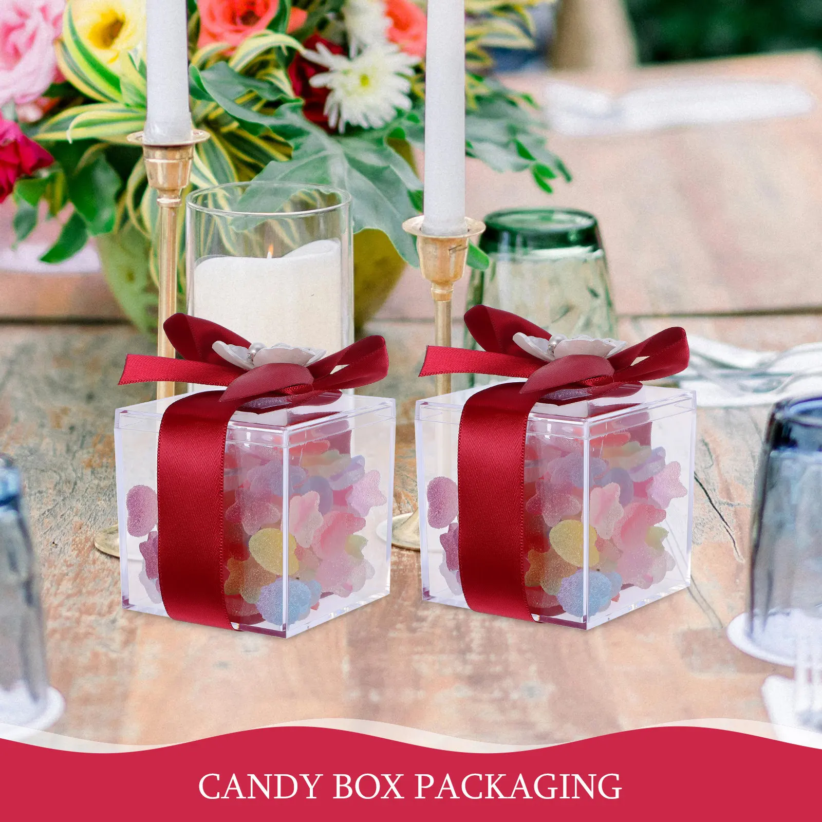 

6 шт. прозрачных коробочек для свадебных подарков в европейском стиле с бантом и лентой, контейнеры для конфет, прозрачные коробки для угощений на свадьбу, детский праздник, день рождения