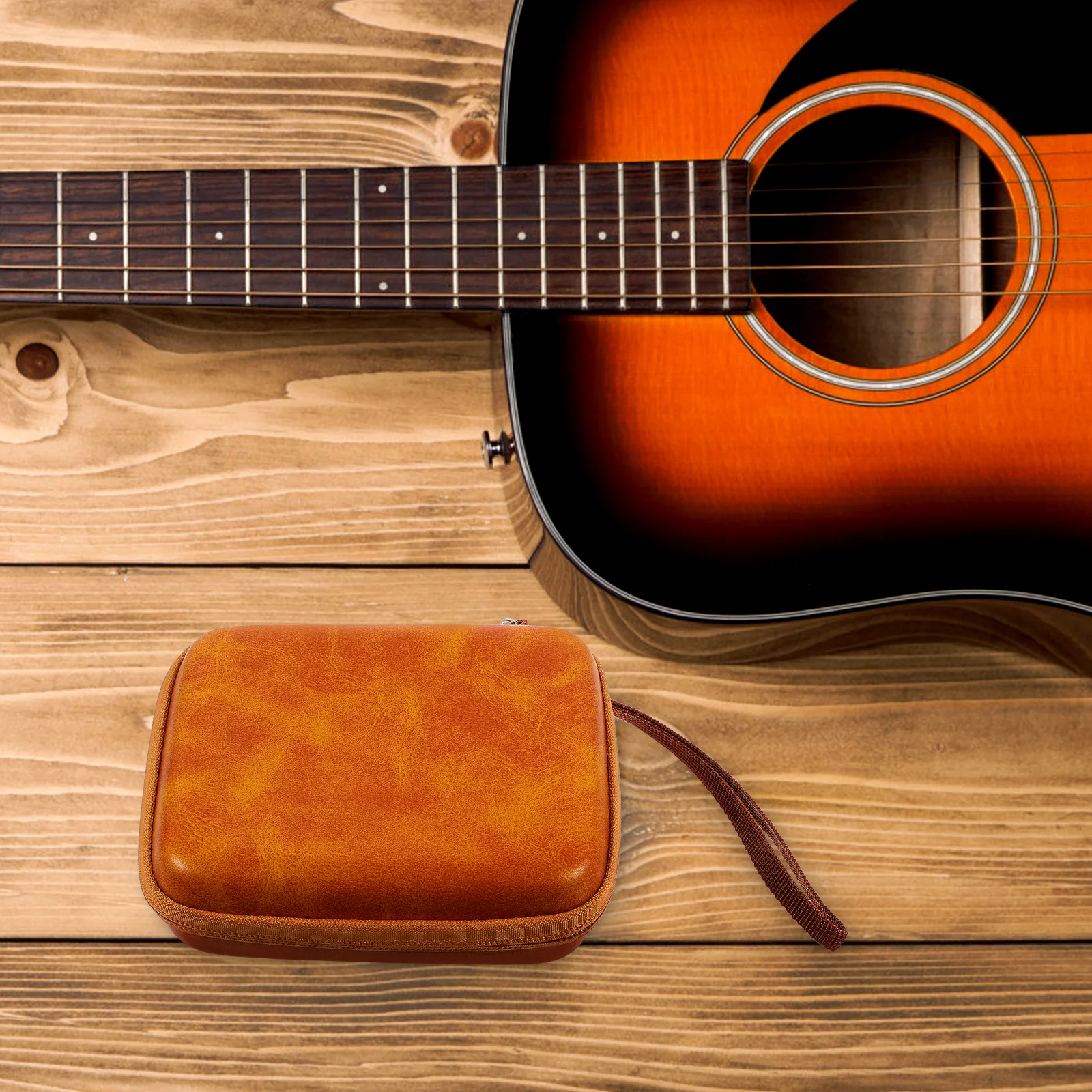 

Guitar Pick Case PU Storage Bag Large Capacity ange Color Practical ganizer for Guitar Ukulele Accessories