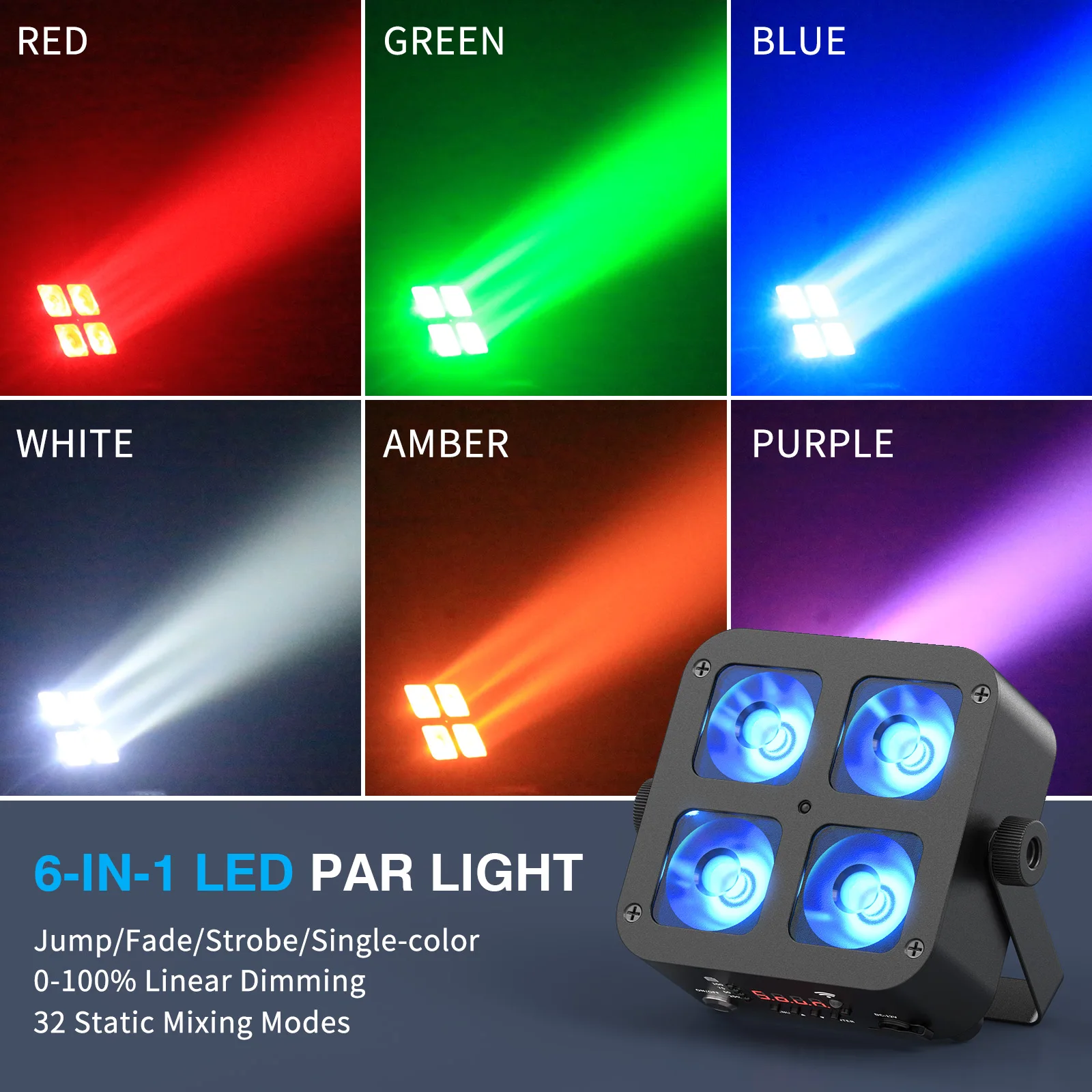 Fieryzeal 4PCS 40W Rechargeable Par Light 5200mAh Battery  RGBWA+UV LED Par Light DMX APP Control Stage Light for DJ Disco Party
