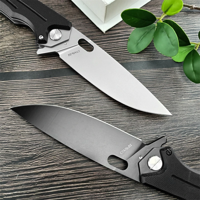 HOKC five-star pattern, outdoor hunting and camping D2 blade fishing survival self-defense G10 handle EDC folding knife