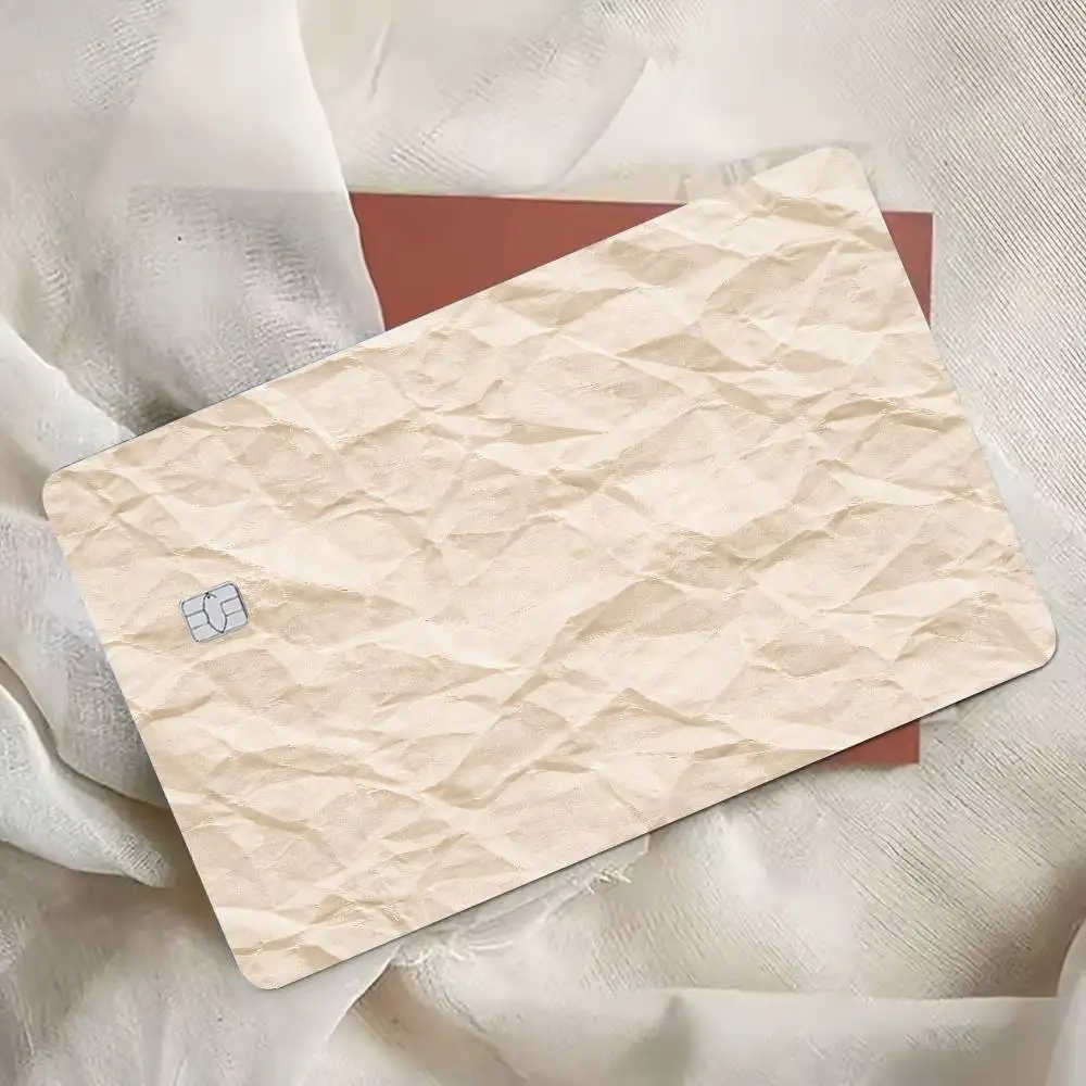 Crinkle Paper Texture Card Skin Sticker Multi‑Color Solid Crumpled Wrapping Pattern Card Decal Removable Debit Bank Card Sticker