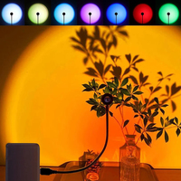 LED RGB Sunset Lamp Nightlights USB Projector Birthday Party Decoration Mood Light For Bedroom Living Room Wall Photography Lamp