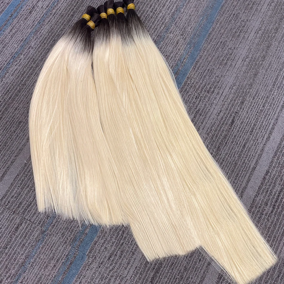 Cabello humano 613 a granel para trenzar, sin cinta, extensiones de cabello humano, cabello natural vietnamita 1b613, rubio miel, paquetes de cabello 4
