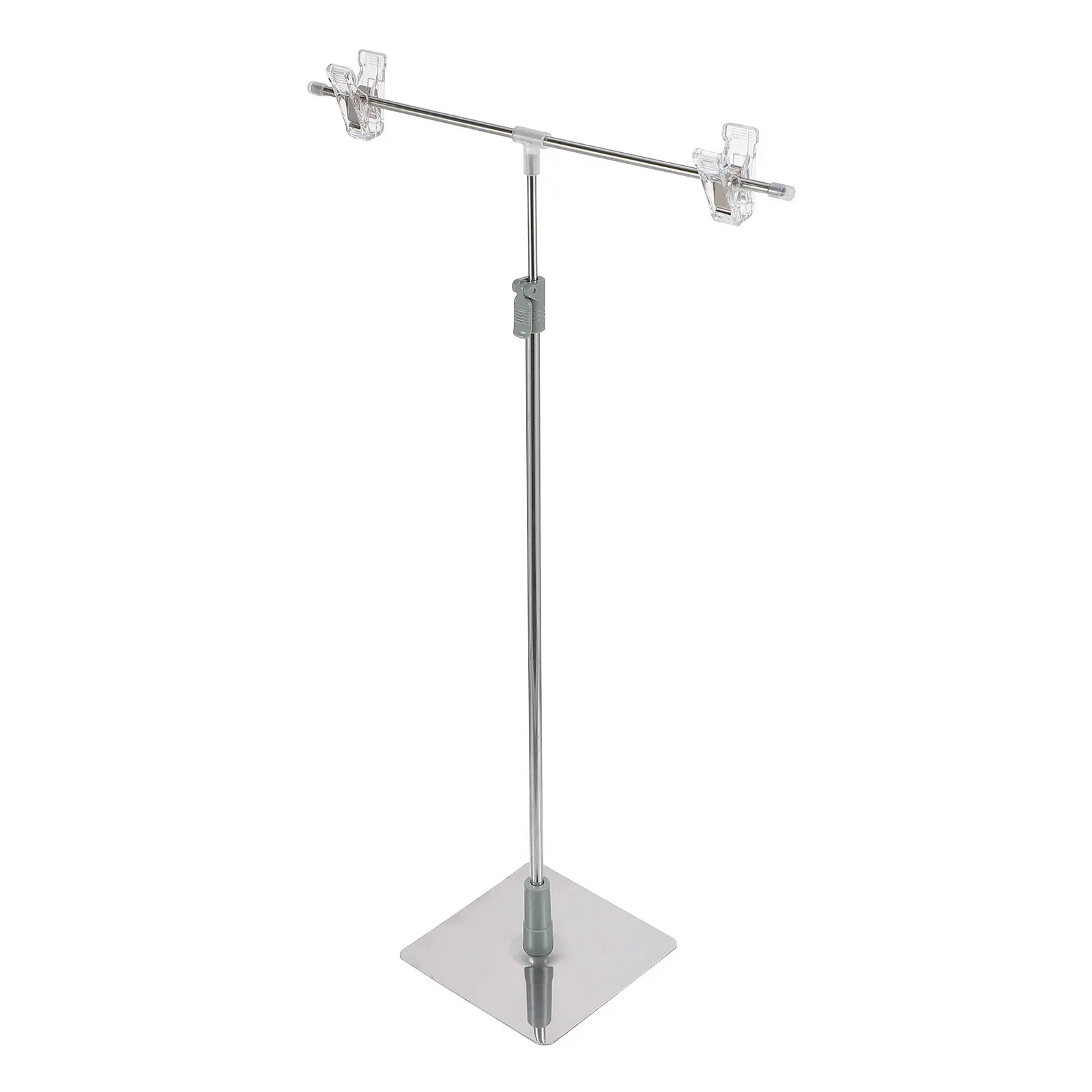 1Set T-Shaped Sign Stand Premium Stainless Steel Poster Stand Adjustable Height and Clip Spacing for Retail Store Event Banner