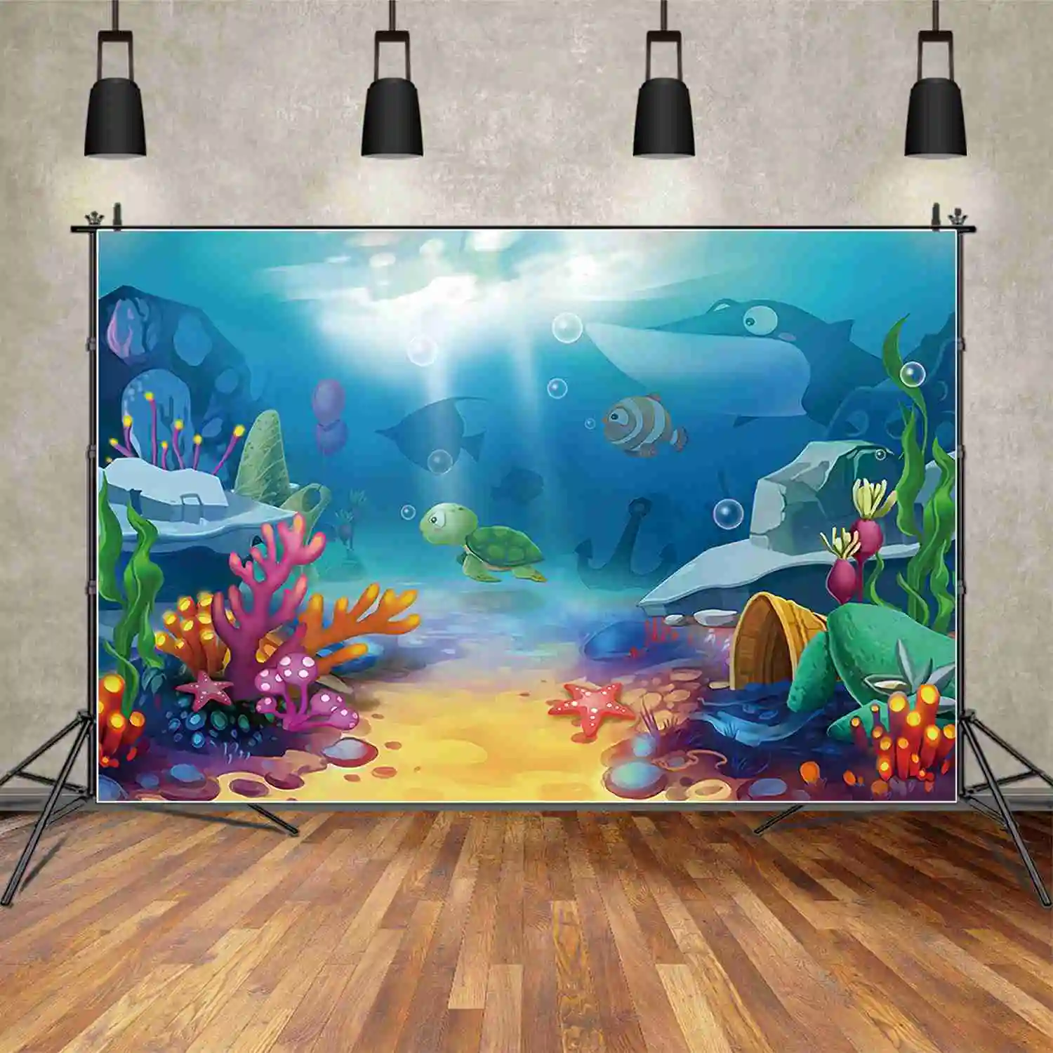 MOON.QG 해저 풍경 사진 배경, 신생아 아기 인어 파티 포토콜 배경, 사진 스튜디오 포토부스 소품