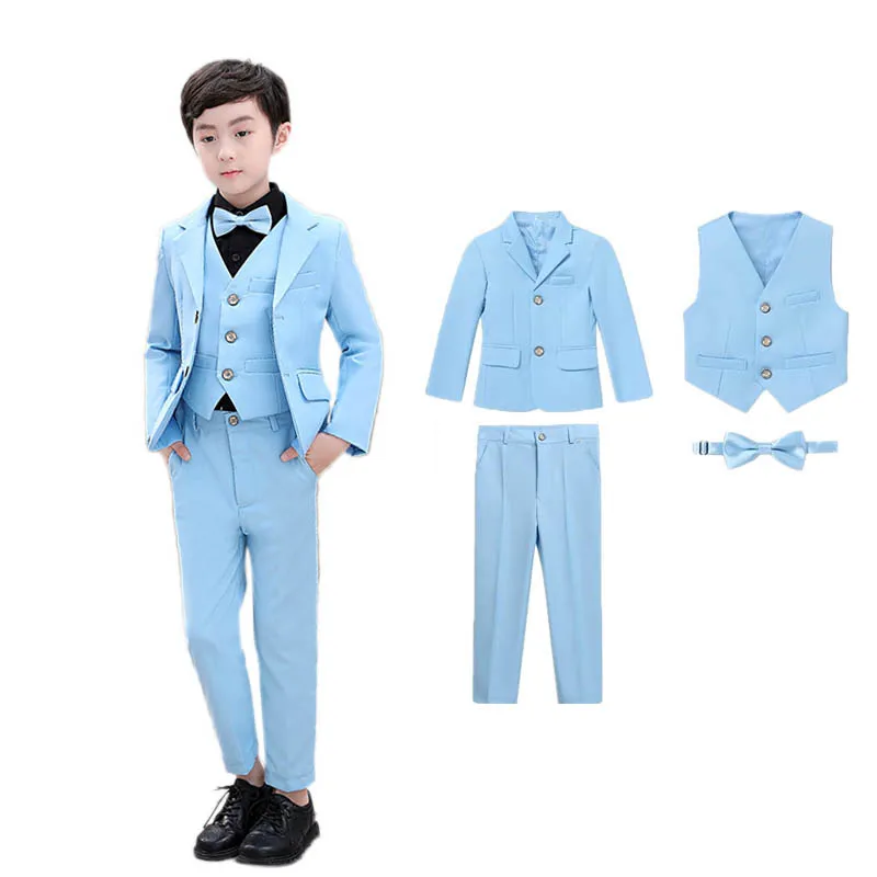 100-170 Teenager Kids Sky Blue Spring Evening Ceremony Costume Children Photography Suit Boys Birthday Wedding Dress