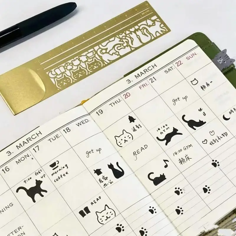 @*Multifunctional Cat Double Sided Ruler Bookmark 1Pc Creative Measuring Tool for Planner Journal Office Stationery Gift