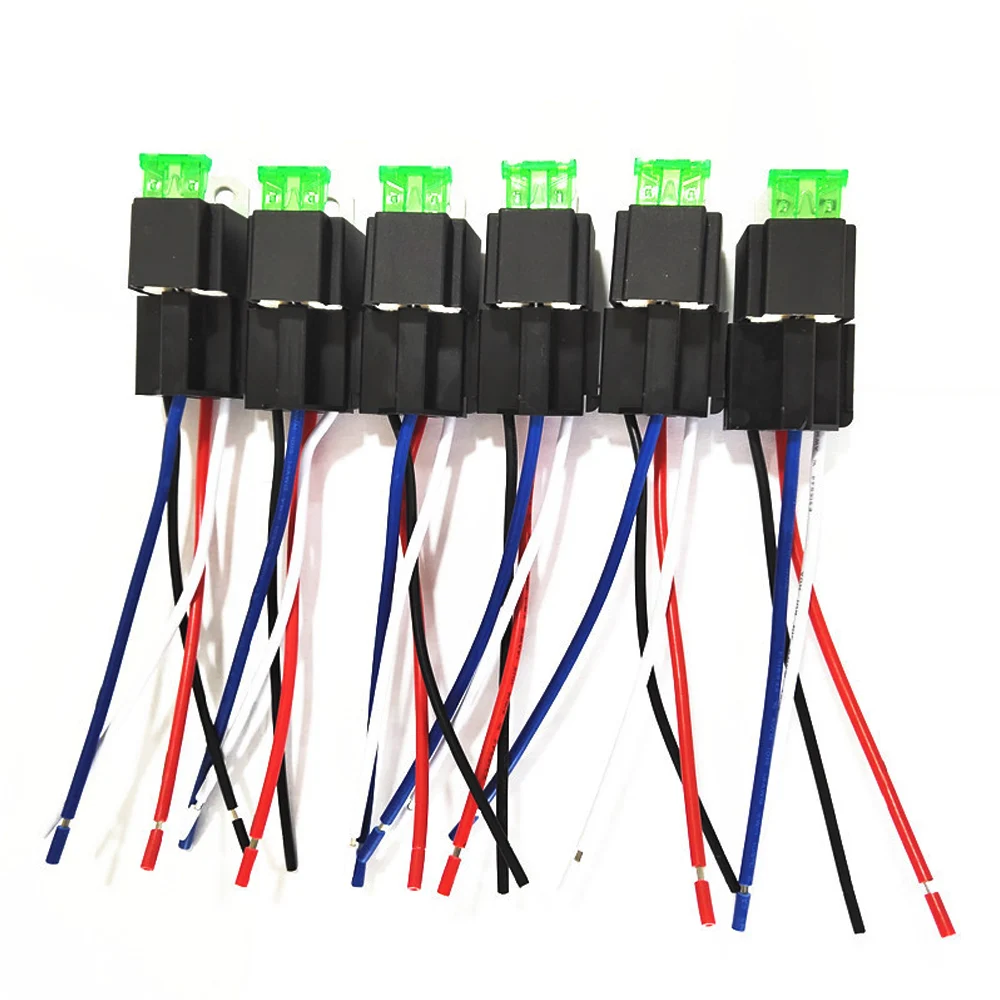 30A/12VD Car Relay with Fuse 6 Sets of American Standard Wire And Socket for Automotive Electrical Systems