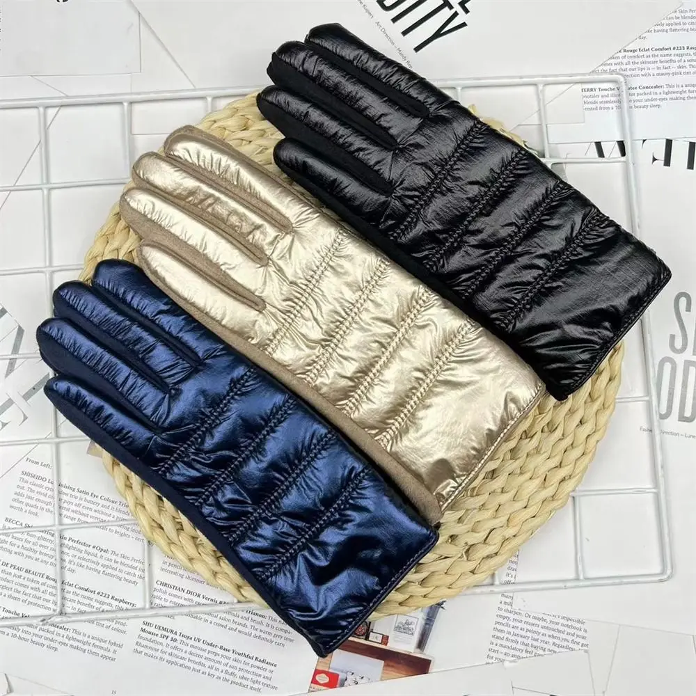 Fashion Keep Warm Winter Gloves Waterproof Touch Screen Cycling Skiing Gloves Suede Soft Down Cloth Full Fingers Mittens Women