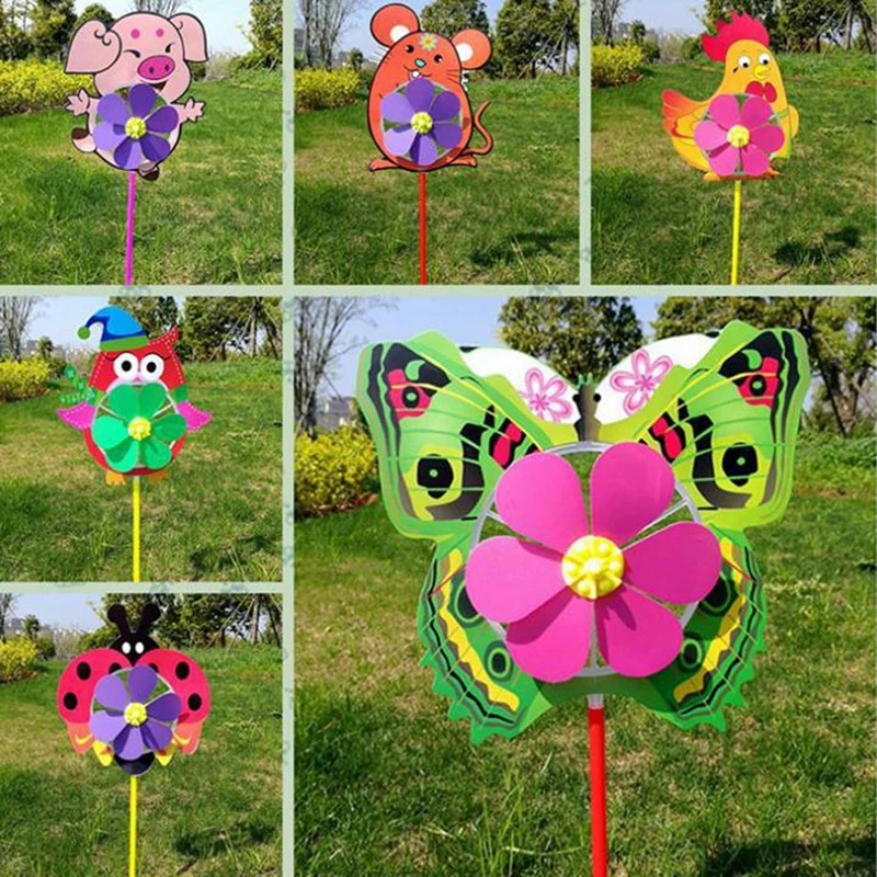 

Lovely Cartoon Handmade Windmill Wind Spinner Kids Toys Yard Garden Decor