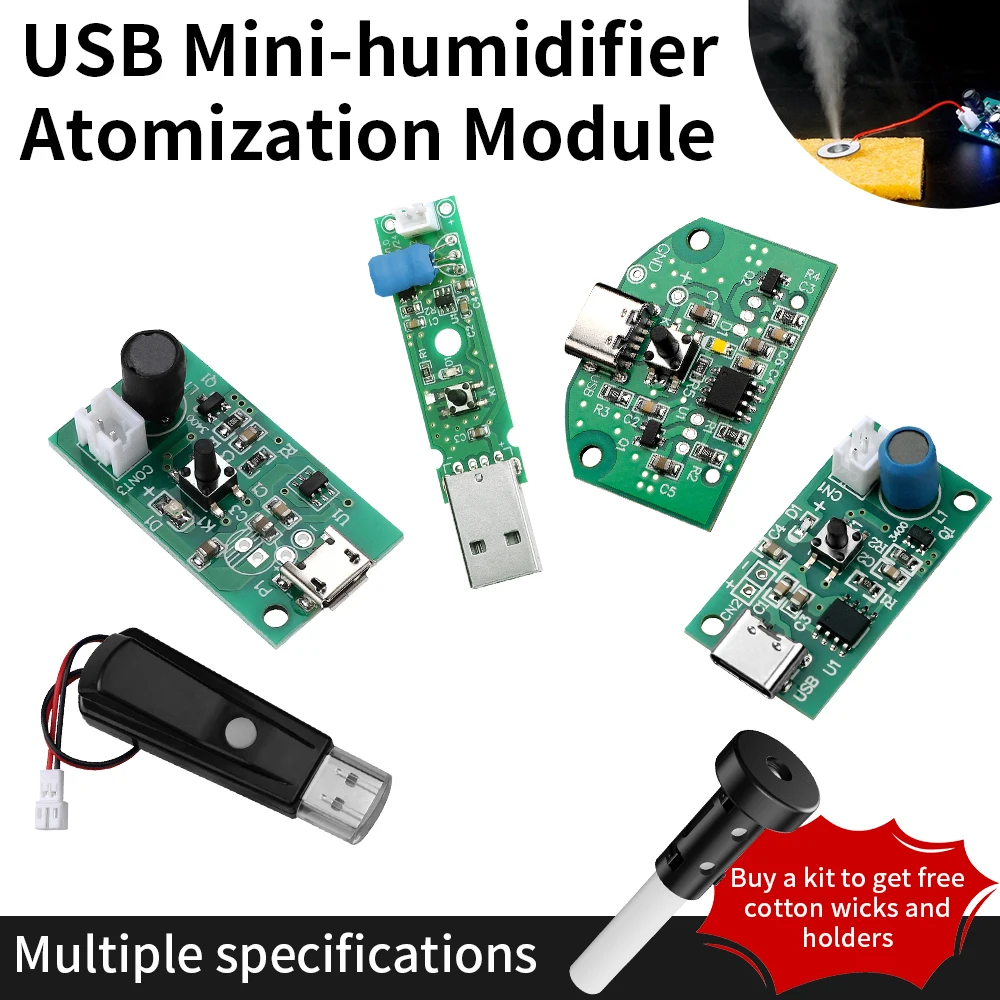Mini-humidifier Atomization Module Optional With Type-c & Micro USB and Double Spray Humidifier Atomization Module Accessories