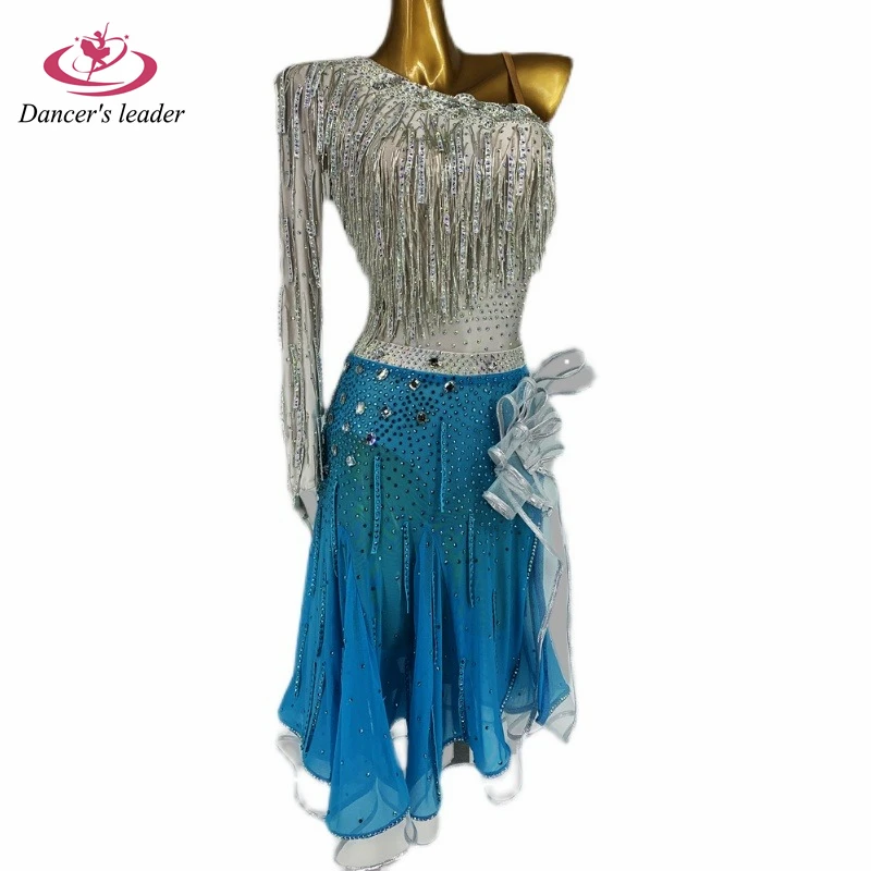 Robe de brevLatine Personnalisée Haut de Gamme, Vêtement Professionnel de Scène, Demi Manches, Abonnés aux Documents, Complet, Diamant, Cha Cha Tango