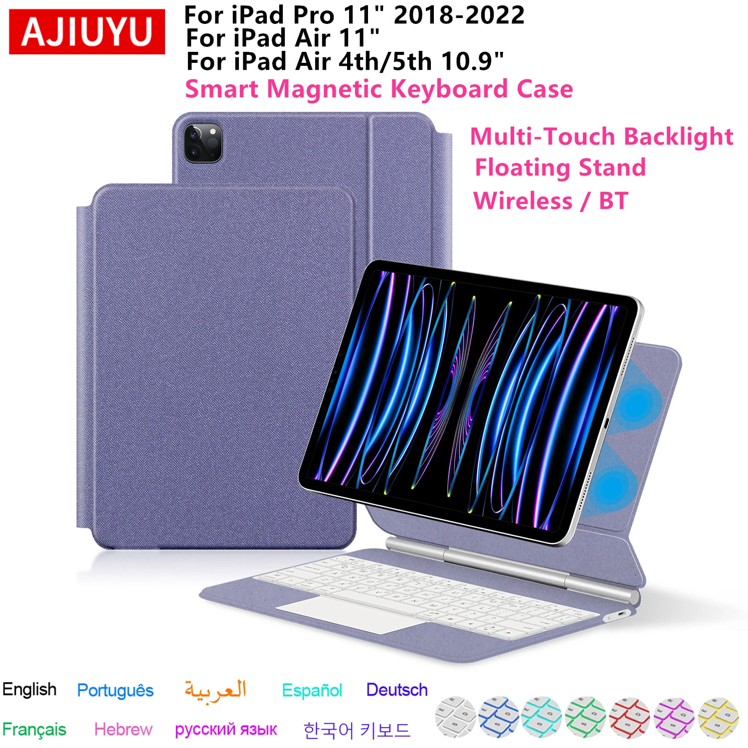 Floating Magic Keyboard Case For iPad Pro 11 1st 2nd 3rd 4th Generation iPad Air 11 M2 M3 M4 Pro Air 4 Air 5 10.9