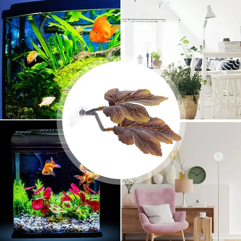 Fish Breeding Resting Leaf Fish Spawning Leaf Betta Fish Plant Leaf Simulation Leaves With Suction Cup For Fish Tank Aquariums