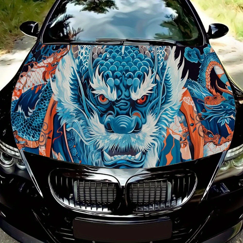 

Vivid Myth Dragon Art Car Hood Vinyl Wraps Sticker, Car Engine Decal, Waterproof Self-adhesive Car Packaging Cover, Universal Ca