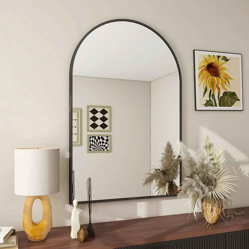

Black 20x30 Wall-Mounted Metal Vanity Mirror for Bathroom, Bedroom, Entryway, and Living Room