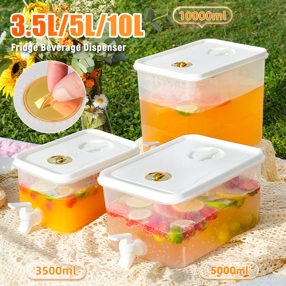 3.5/10L Cold Water Pitcher Fridge Beverage Dispenser with Spigot BPA-Free Iced Juice Jug Refrigerator Cold Water Kettle for Home