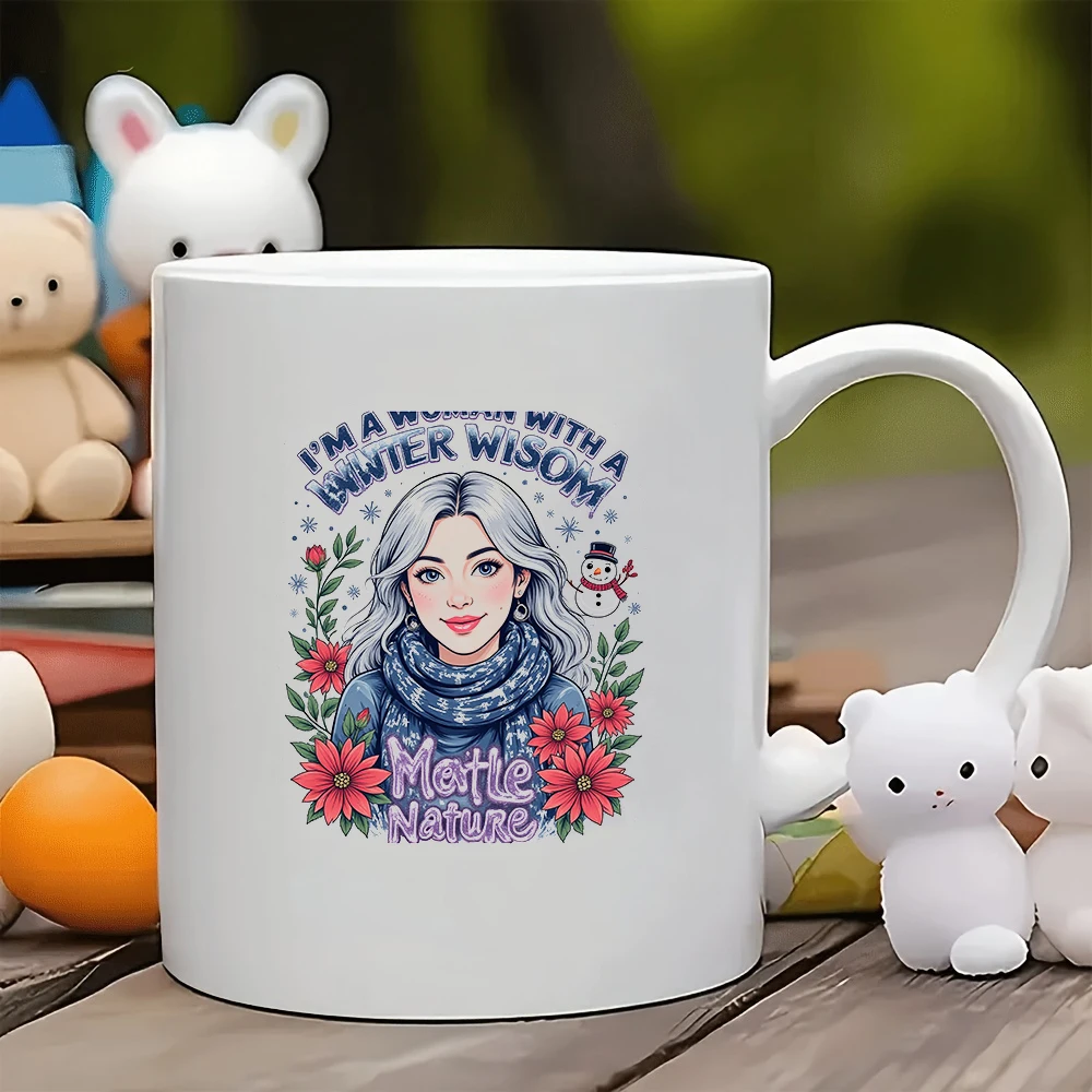 

11oz cartoon hand-painted mug + Winter Goddess water cup Christmas gift kids' family office coffee mug