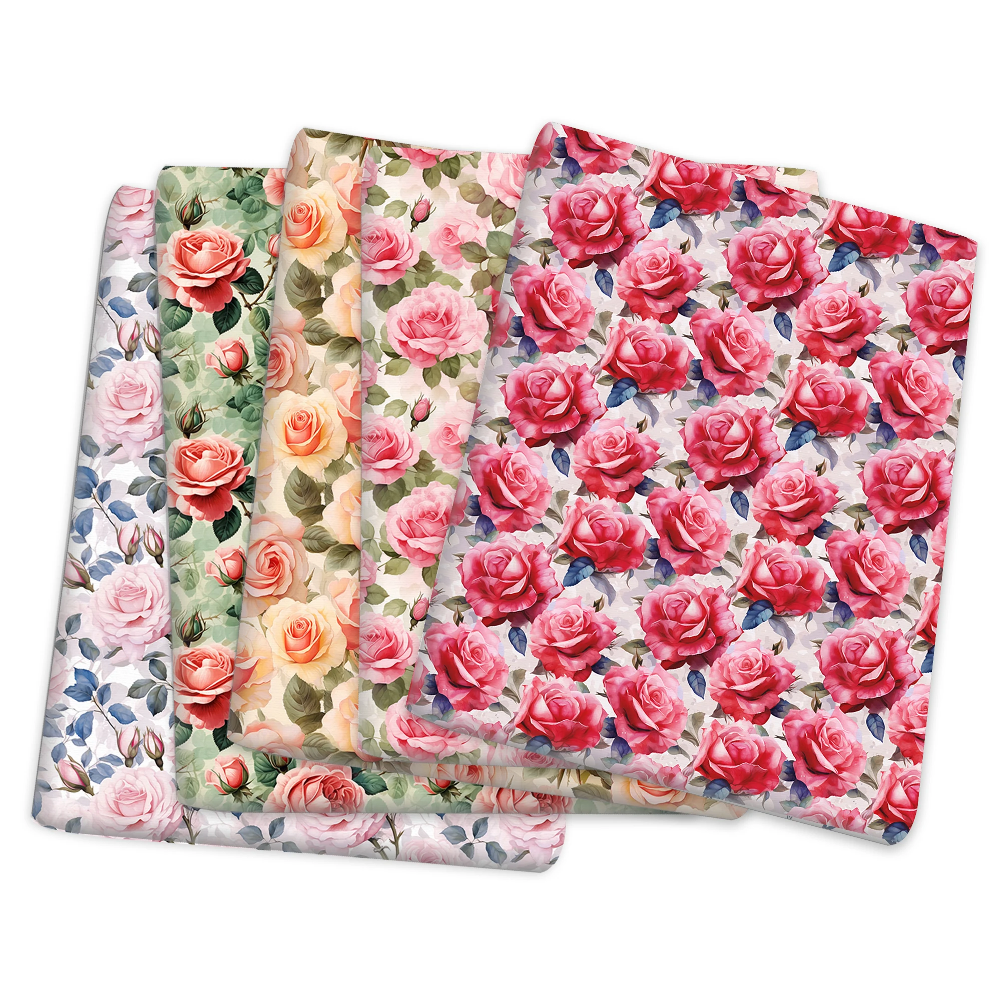 

Pre-cut 19.7x57Inch Rose Flower Fabric Bundle for Sewing and Crafts Print Precut Fabric Pieces, Hand Wash Only, 120gsm