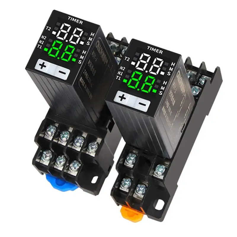 H3Y-4 DC12V DC24V AC220 Time Relay Cycle Time Control Delayer Digital Display With Base Power Supply