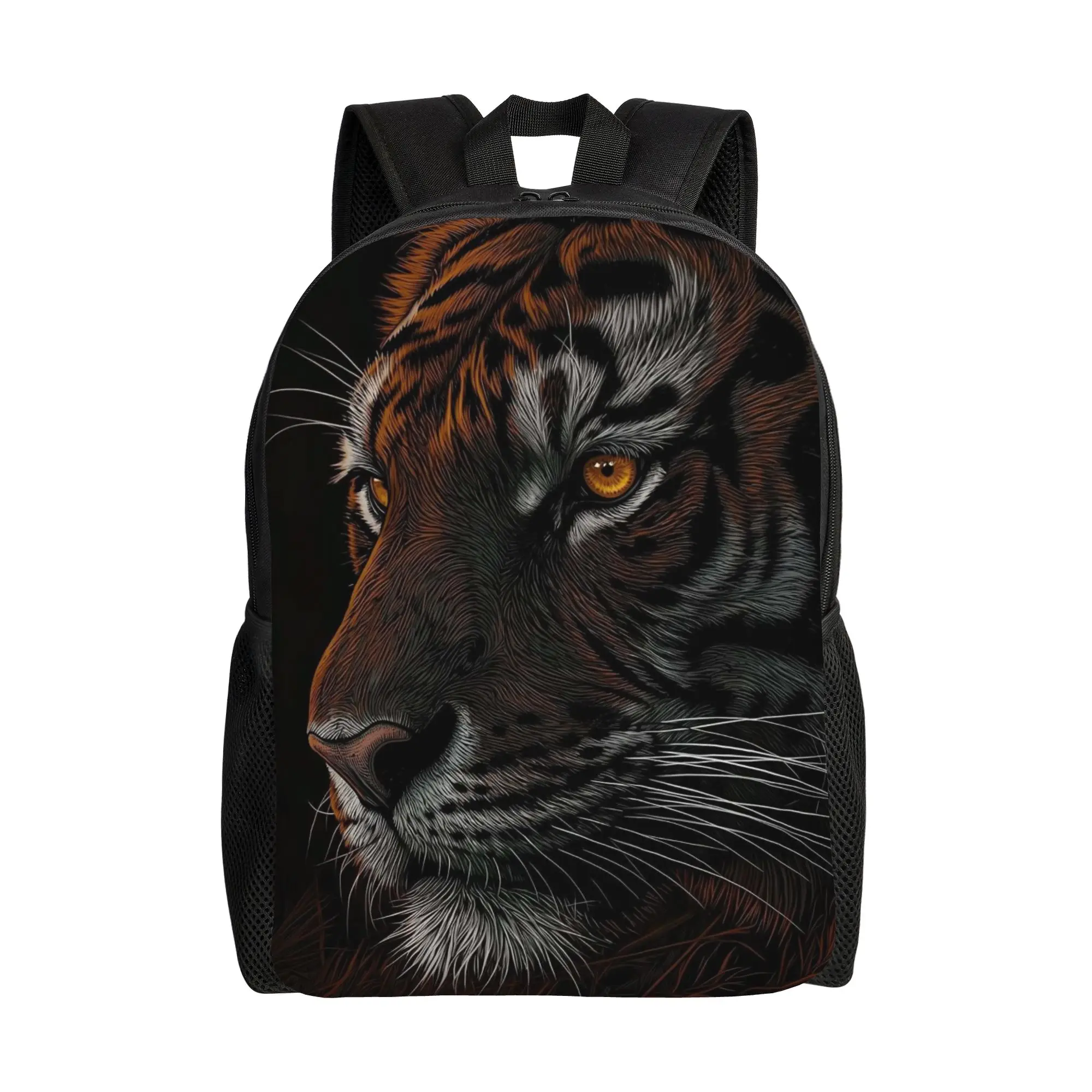 Back to school season Realistic Dark Tiger Portrait Knapsack  For Men Women New Backpack