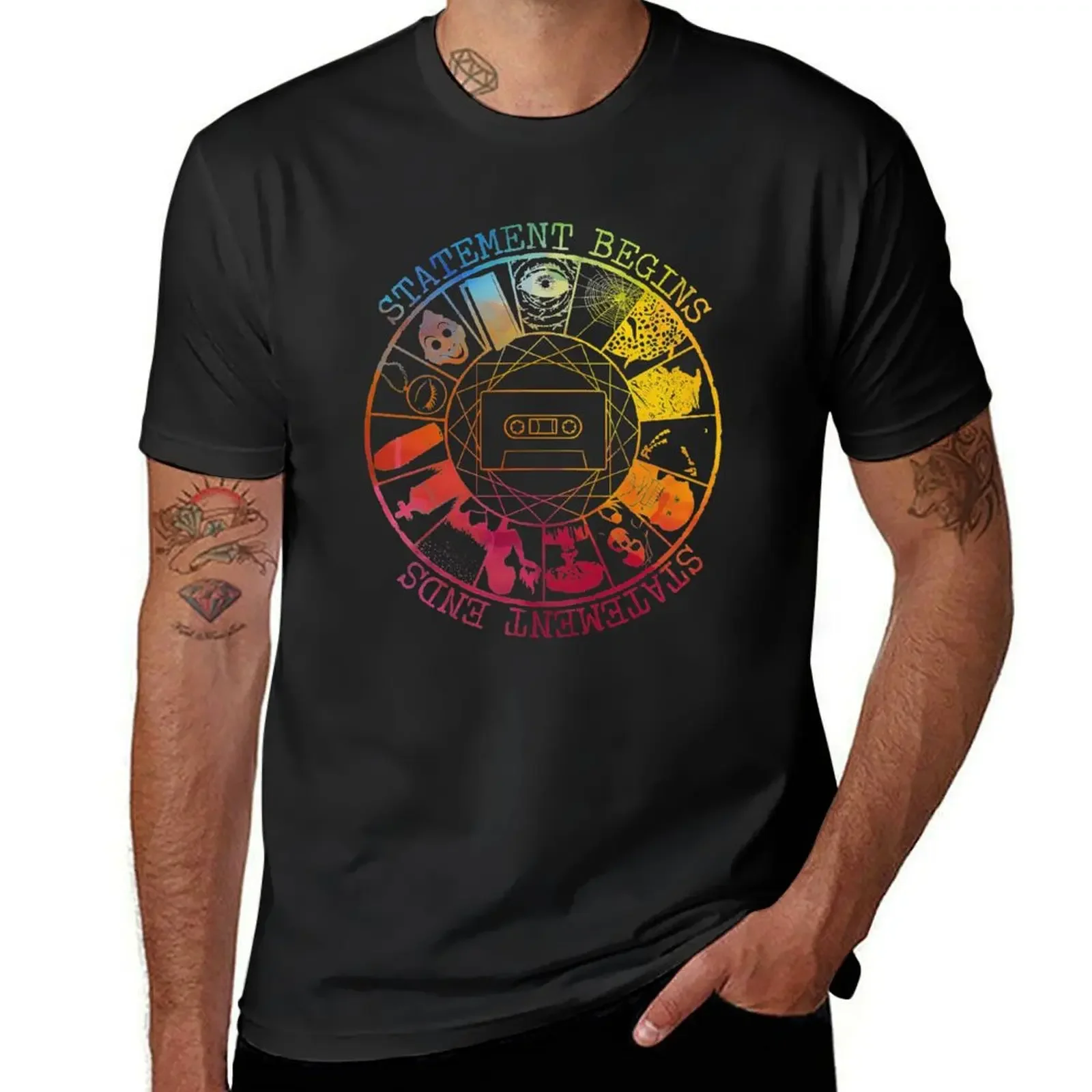 

STATEMENT BEGINS OR STATEMENT ENDS RAINBOW T-Shirt sublime anime tshirt vintage graphic tee Men's t-shirt