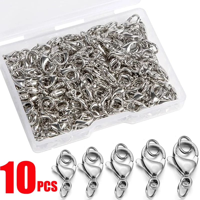 

10pcs Stainless Steel Lobster Clasp with Jump Rings for Diy Chain Necklace Bracelet Jewelry Making Findings Supplies Connect