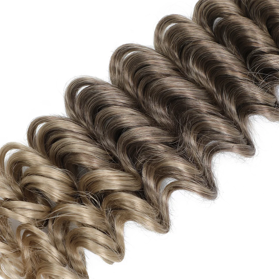 Tiefe Welle Twist Flechten Haarverlängerungen für Frauen Hochwertige synthetische Häkelzöpfe Haar 24 Zoll Ombre Bug Braun Afro Locken – Detail 13