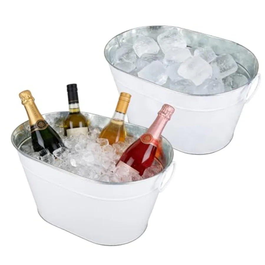 

2 Pack Galvanized Beverage Tub 3 Gallon Ice Buckets Metal Drink Buckets with Handles for Champagne Cocktails Wine Beer for Cate