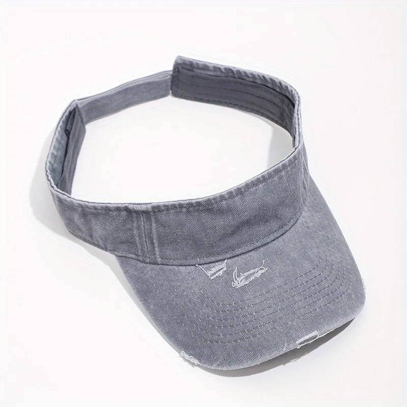 

Casual Denim Visor Hat Adjustable Strap Breathable Design Solid Color One Size Outdoor Sports Summer Accessory