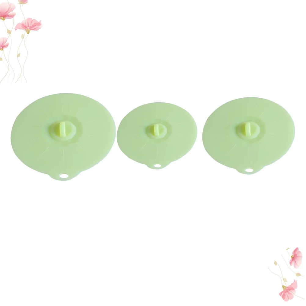 

3pcs Silicone Sealed Lid 3 Sizes Round Covers For Pots Bowls Cups Leakproof Airtight Heat Resistant Microwave Fridge Use Light