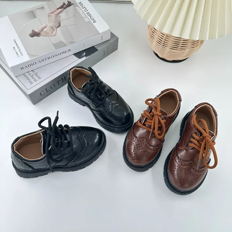 

Spring Autumn New Kids Shoes Fashion Casual Comfortable Little Boys Leather Shoes Girls Stylish Soft-Soled British Style Loafers
