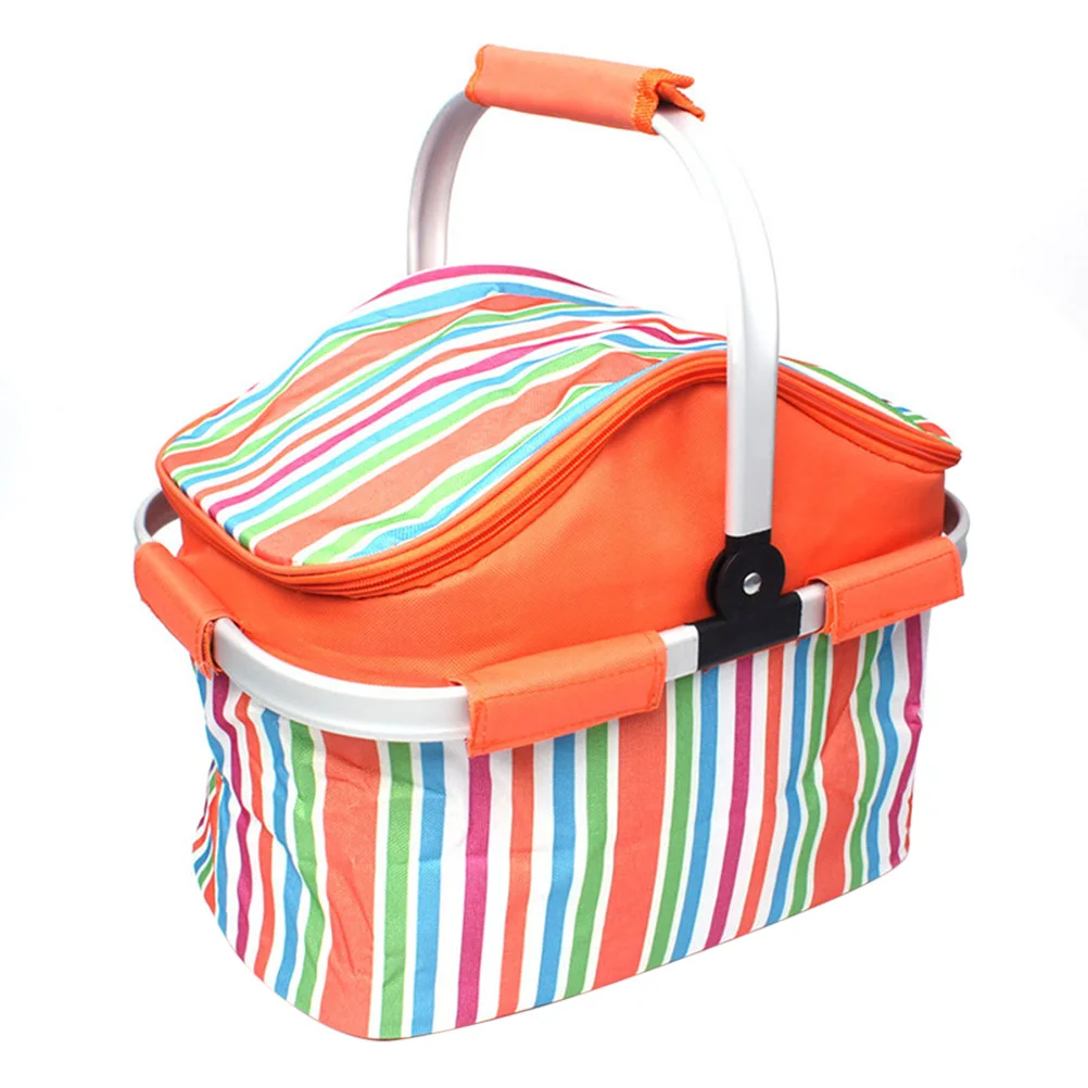 

Picnic Bag Foldable Large Capacity Insulated Lunch Tote Portable Outdoor Shopping Bag Wicker Basket Storage Container