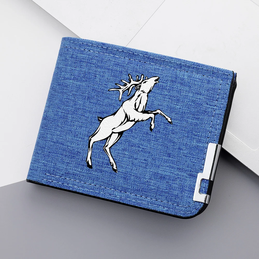 محفظة رجالية عالية الجودة كارتونية قصيرة من القماش قابلة للطي بسحاب وإبزيم متعدد الوظائف للعملات المعدنية