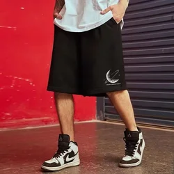 M-8XL Oversized Shorts Men China-Chic Style Moon Printed High Street Loose Couple Five-point Shorts Basketball Short Pants