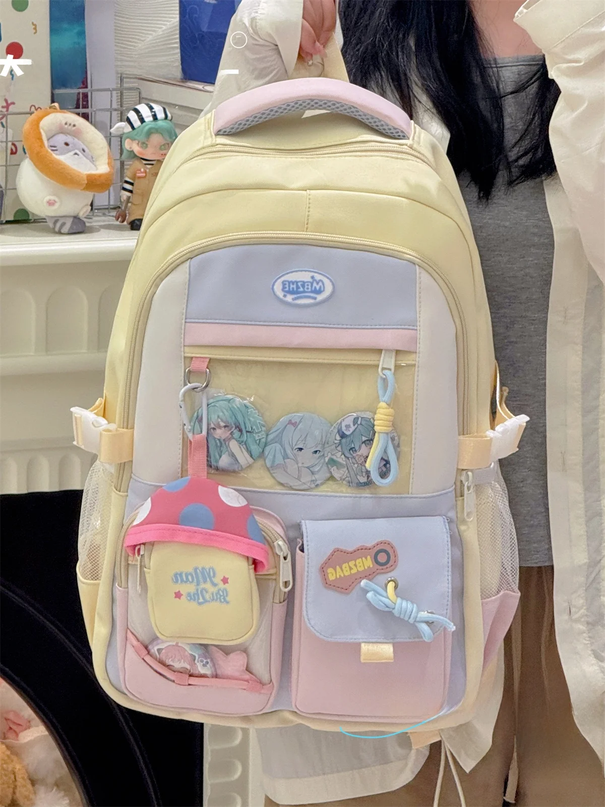 Mochila Adorable de an Capacidad con Diseño de Gato Naranja para Estudiantes de Secunia y Preparatoria, Bolsa de Doble A...