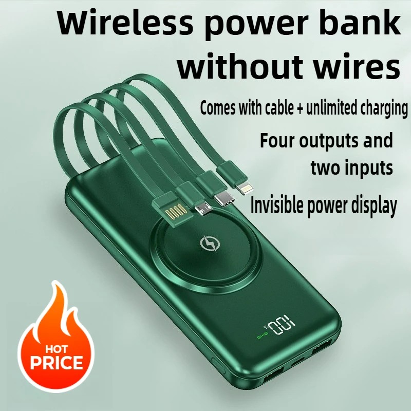 

20000mAh Wireless Charger with Built-in Power Bank, Large Capacity Portable Power Bank, Fast Charging for IPhone Samsung Huawei