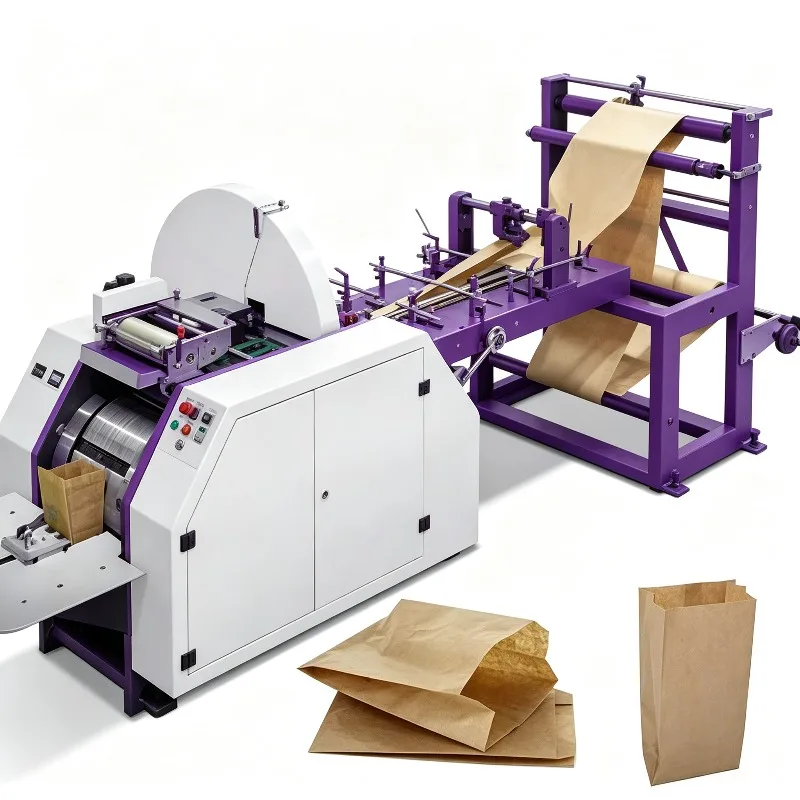 Automatic V Bottom Flat Bottom Square Bottom Paper Bag Making Machine Roll Fed High Speed Food Kraft Paper Bag Machinery