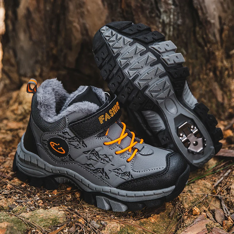 2023 New Winter Camp Boys Mountain Climbing Shoes Fashion Kids Teenage Hook & Loop Children Sport Shoe