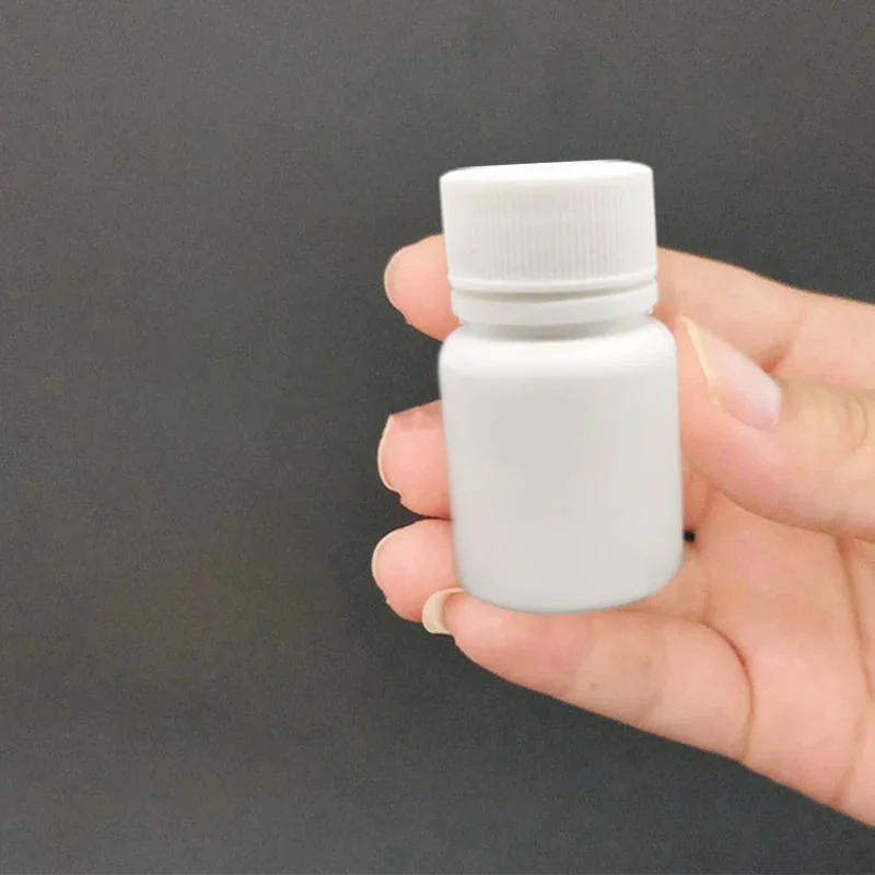 50pcs 10cc 15cc 20cc 30cc 50cc 60cc 100cc HDPE White Empty Plastic Pill Bottles Capsule Medicine Containers with Caps & Sealer