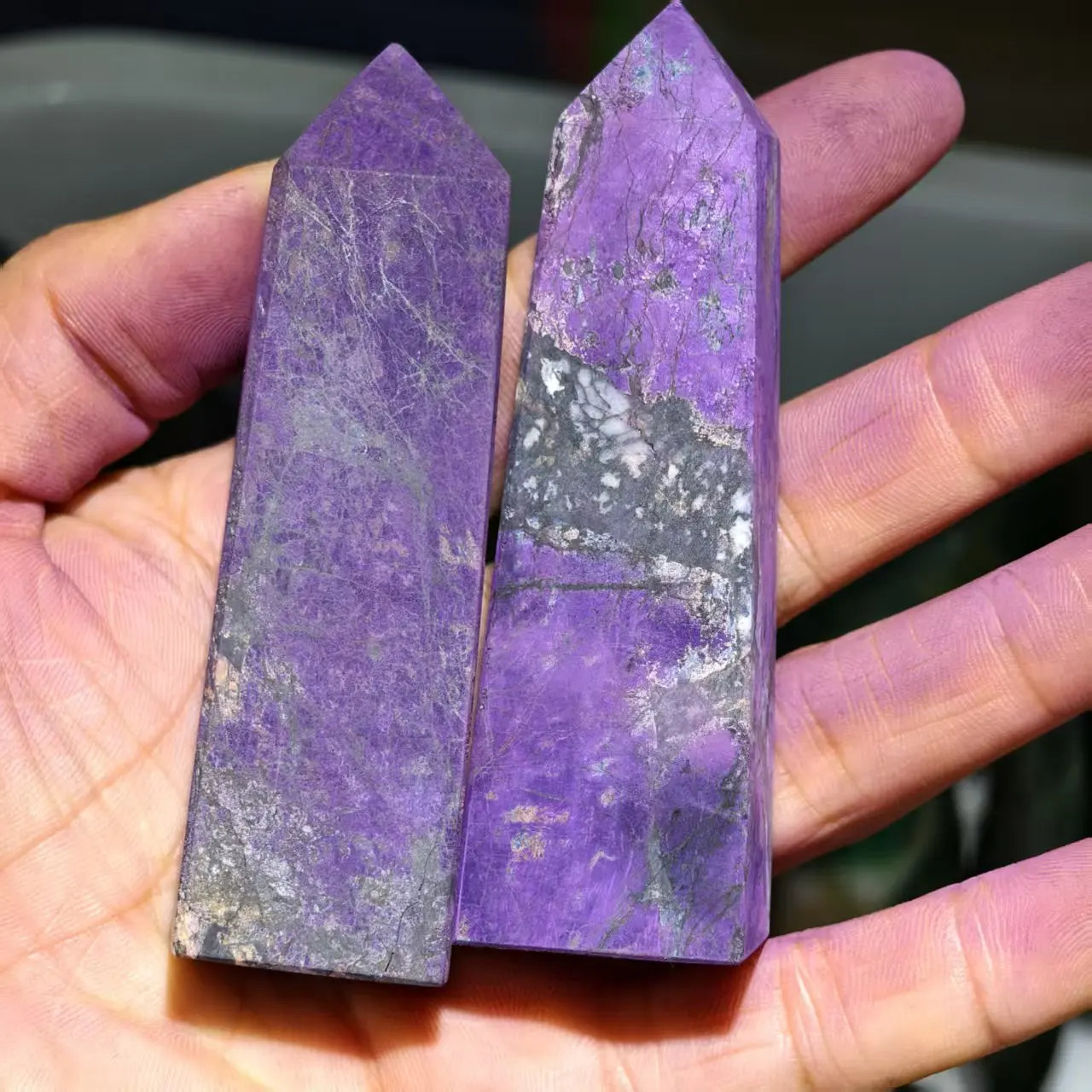 Natural Purple Manganese Phosphorus Iron Ore Column, Crystal Quartz Ore Tower, Mineral Healing