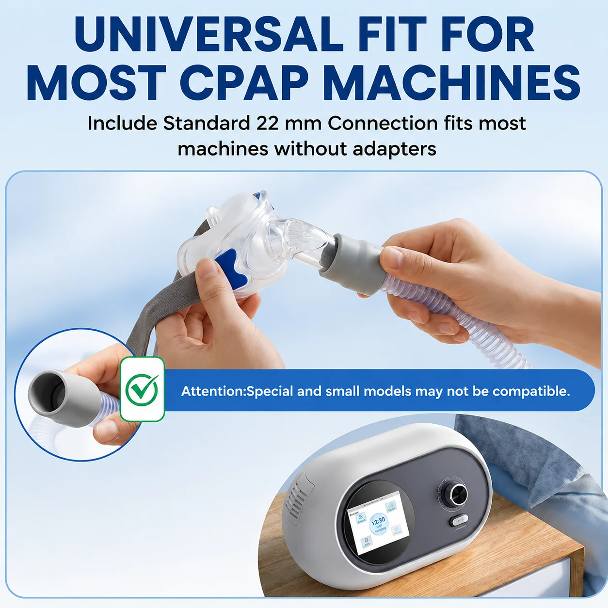 Universal Nasal Mask System for CPAP Machines-with Adjustable Headgear 360 Swivel Tube-3 Different Sizes of Nasal Pillows(S,M,L） - view 5