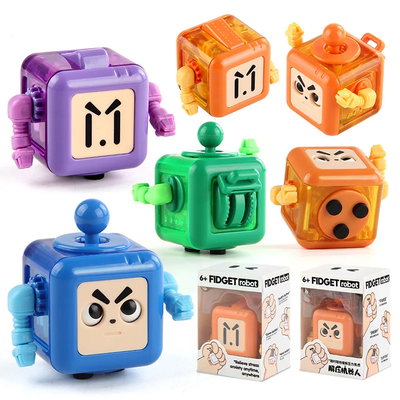 Cartoon Children\'s Robot Toys Fingertip Robot Cube juguetes antiestres ansiedad fitget toys  stress relief mini game toys gifts