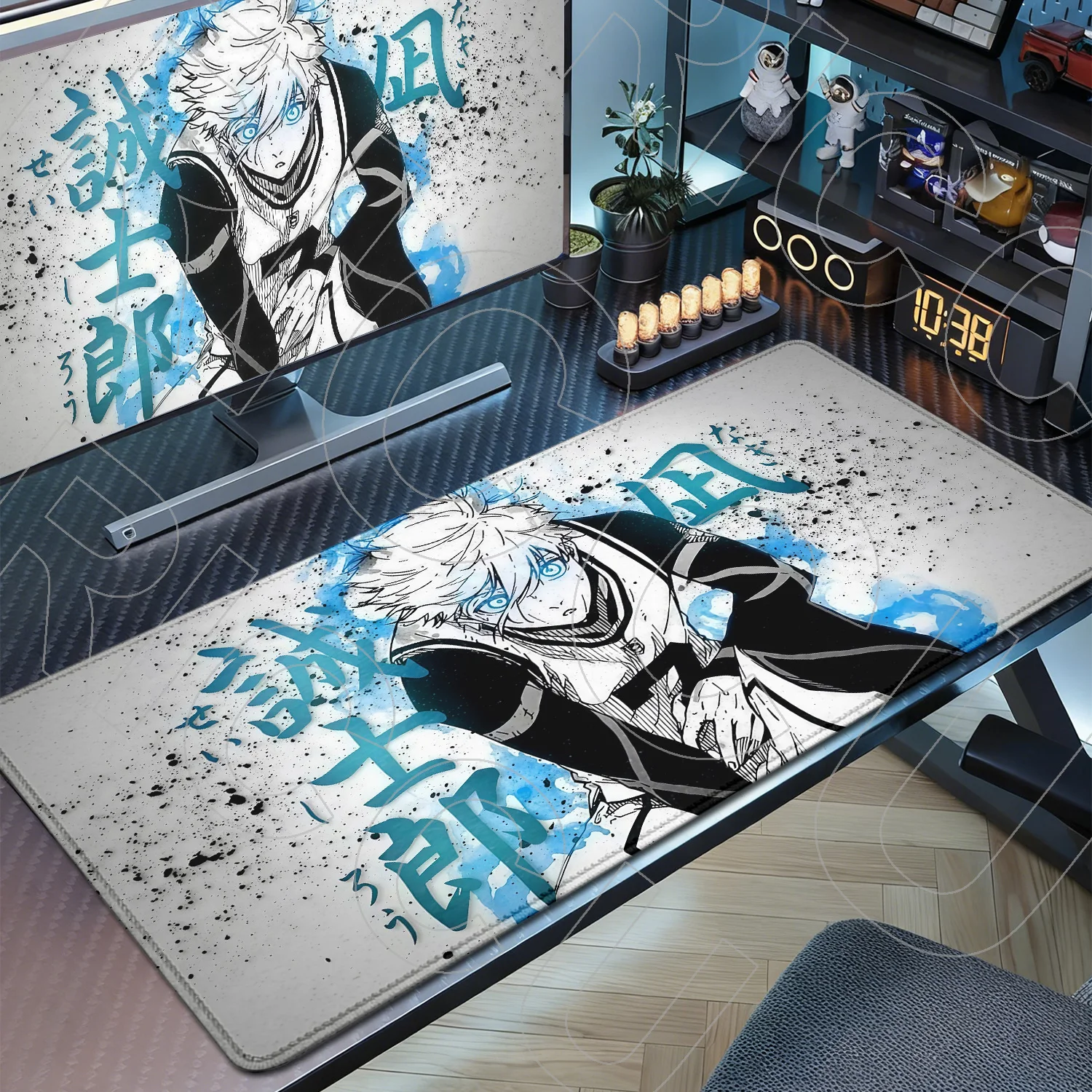 

XXL B-Blue Lock Game Mouse Pad Large Size Rubber HD printing 900X400MM Mousepad PC accessories Gamer Desktop Office Desk mat Rug