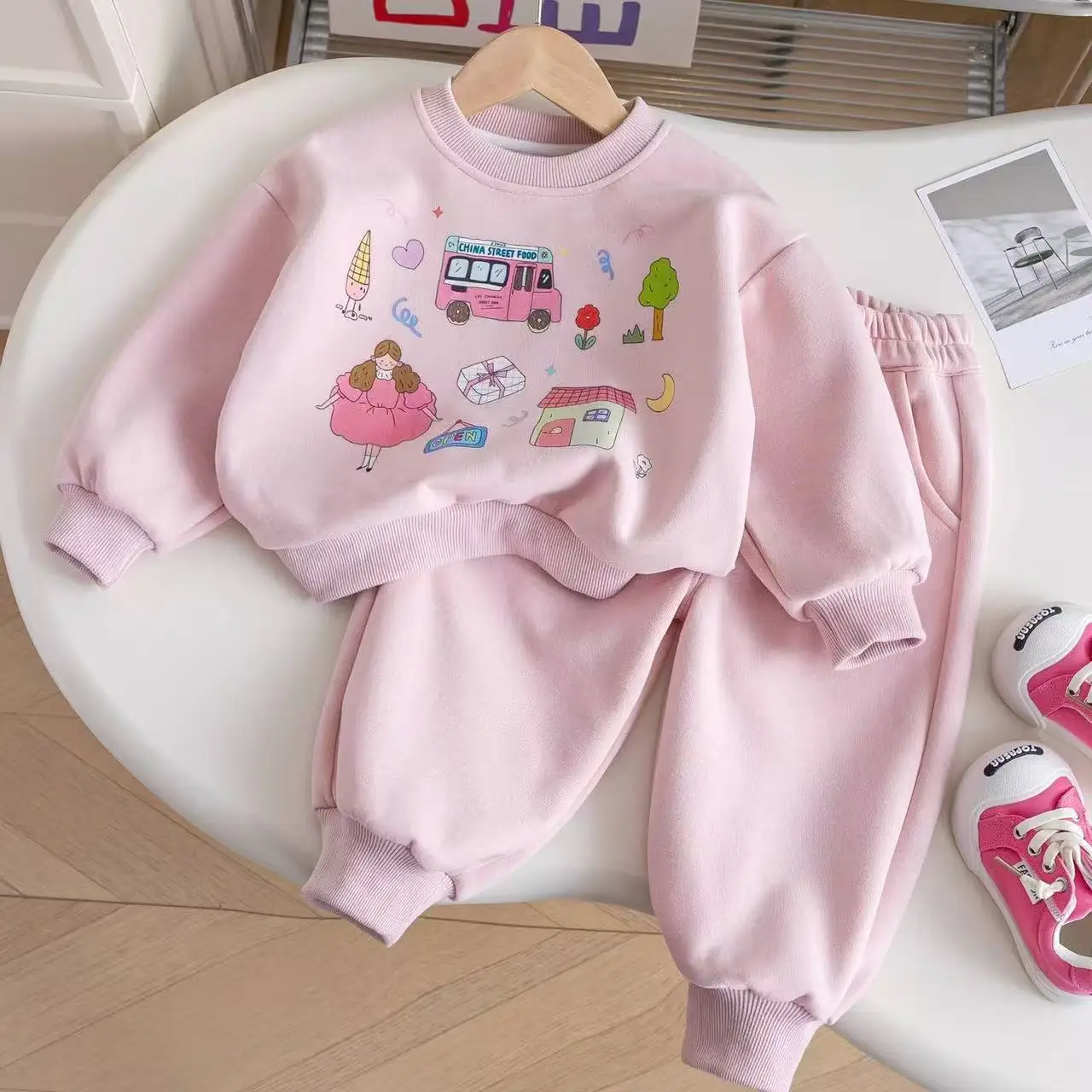 

Baby and Girl Autumn Set Fashion New Children's Sports Cartoon Sweatshirt+Pants Two Piece Set Kids Outfits