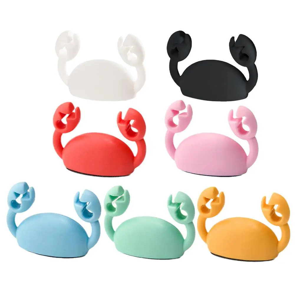 Cartoon Crab Desktop Cable Holder, Silicone Cable Winder, Wire Organizer, Cord Management Clip para fone de ouvido USB