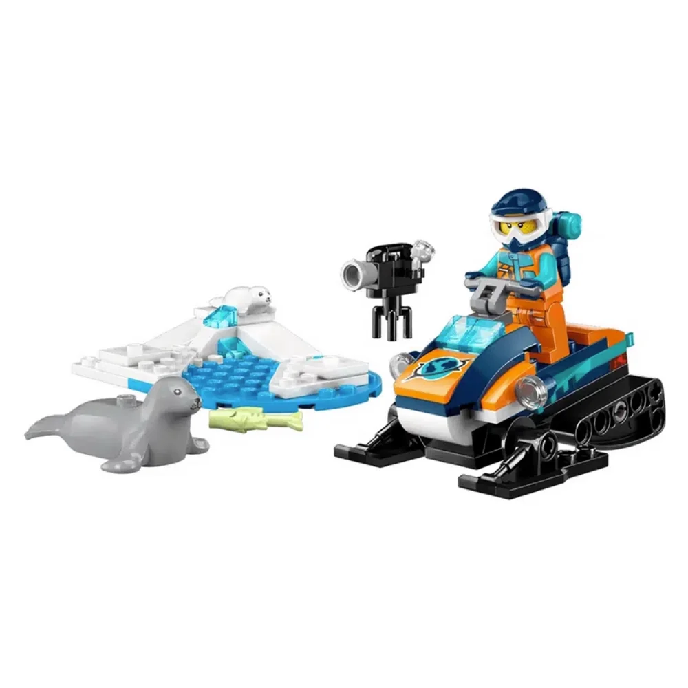 LEGO 60376 City Arctic Snowmobile Construction Toy Set with 3 Animal Figures and an Explorer Mini Figure Toy for Children Gift